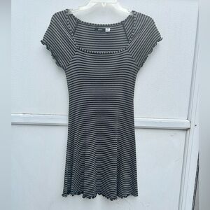 Urban outfitters knit dress black and white medium Y2k striped scalloped hem